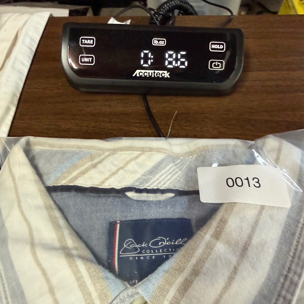 Jack O'Neill Collection Button Shirt Mens XL Grey Blue Striped  Short Sleeve - Picture 5 of 5